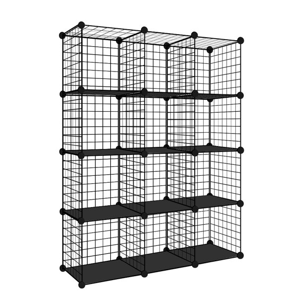Rebrilliant Metal Grid Cube Bookcase Wire Cube Storage Shelves (12pcs